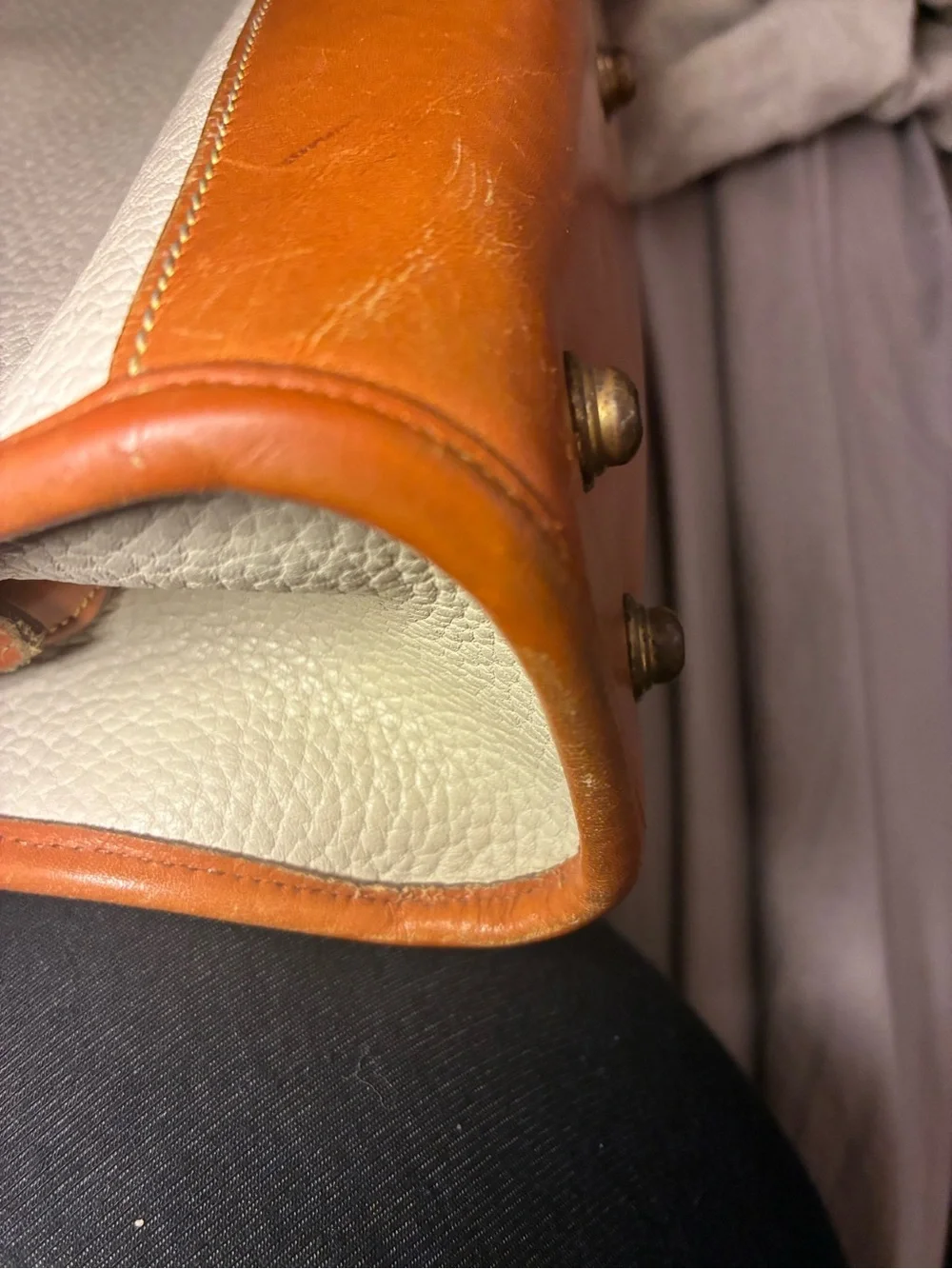 Dooney & Bourke Cream‎ Pebbled Leather Crossbody with Tan Trim